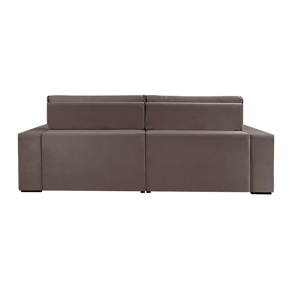 Sofá 4 Lugares Retrátil e Reclinável Free Veludo Bege Escuro 250 cm