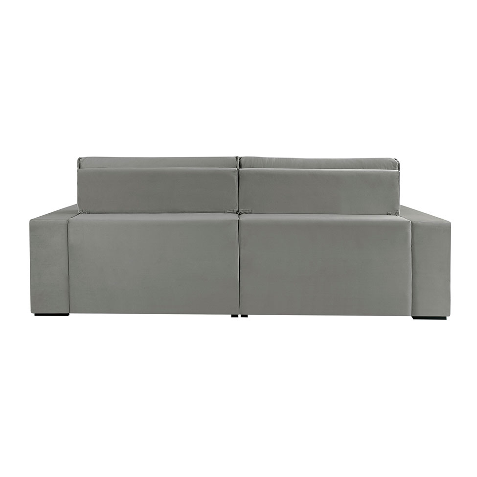 Sofá 4 Lugares Retrátil e Reclinável Free Veludo Cinza Prateado 250 cm