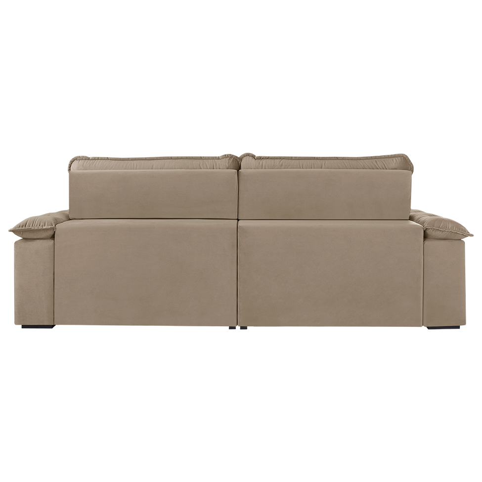 Sofá 4 Lugares Retrátil e Reclinável Jobi com USB Veludo Bege Natural 254 cm
