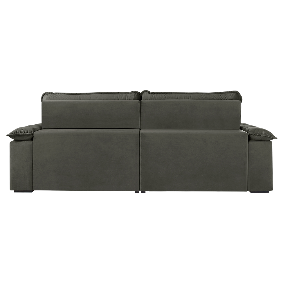Sofá 4 Lugares Retrátil e Reclinável Jobi com USB Veludo Cinza 254 cm