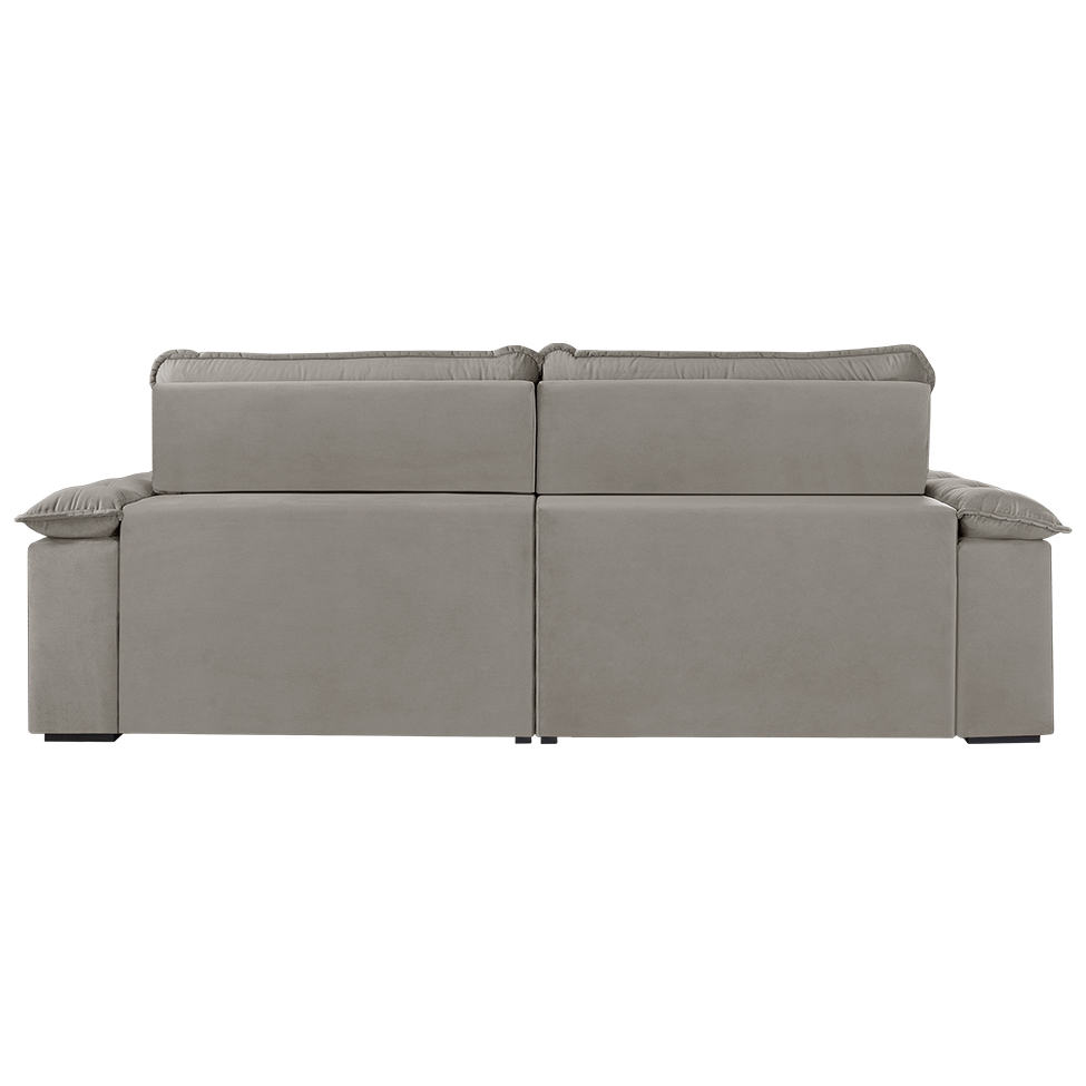 Sofá 4 Lugares Retrátil e Reclinável Jobi com USB Veludo Cinza Prateado 254 cm