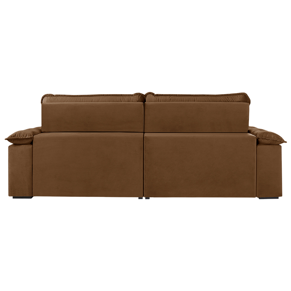 Sofá 4 Lugares Retrátil e Reclinável Jobi com USB Veludo Marrom 254 cm