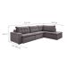Sofá 5 Lugares Presidente com Chaise Direito Veludo Cinza 316 cm