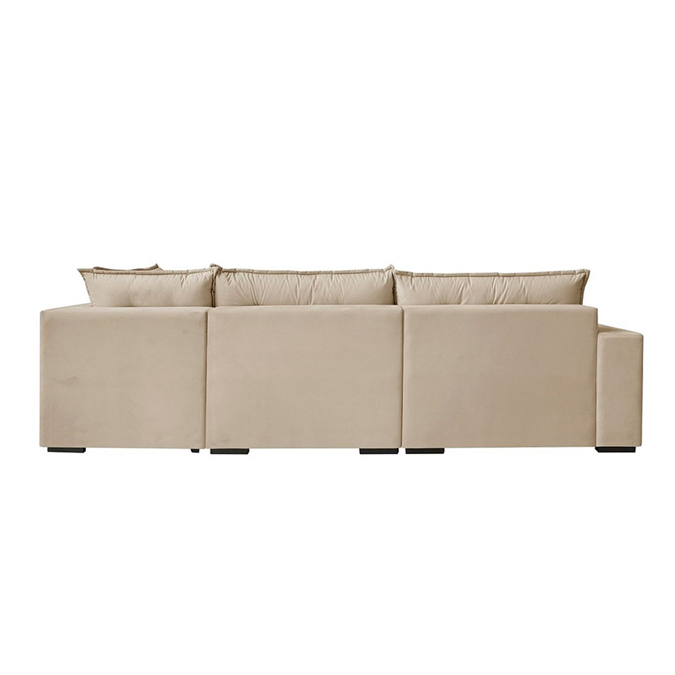 Sofá 5 Lugares Presidente com Chaise Direito Veludo Marfim 366 cm