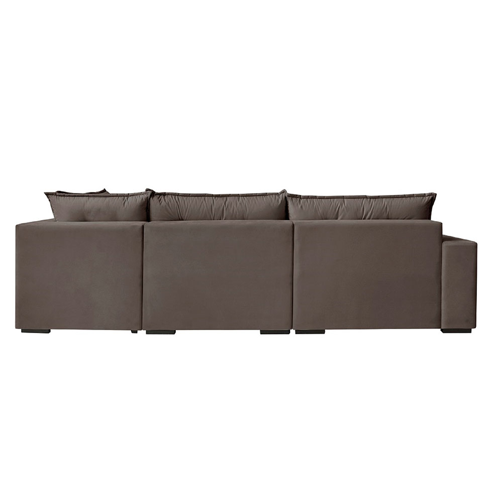 Sofá 5 Lugares Presidente com Chaise Direito Veludo Marrom Escuro 296 cm
