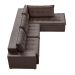 Sofá 5 Lugares Presidente com Chaise Direito Veludo Marrom Escuro 316 cm