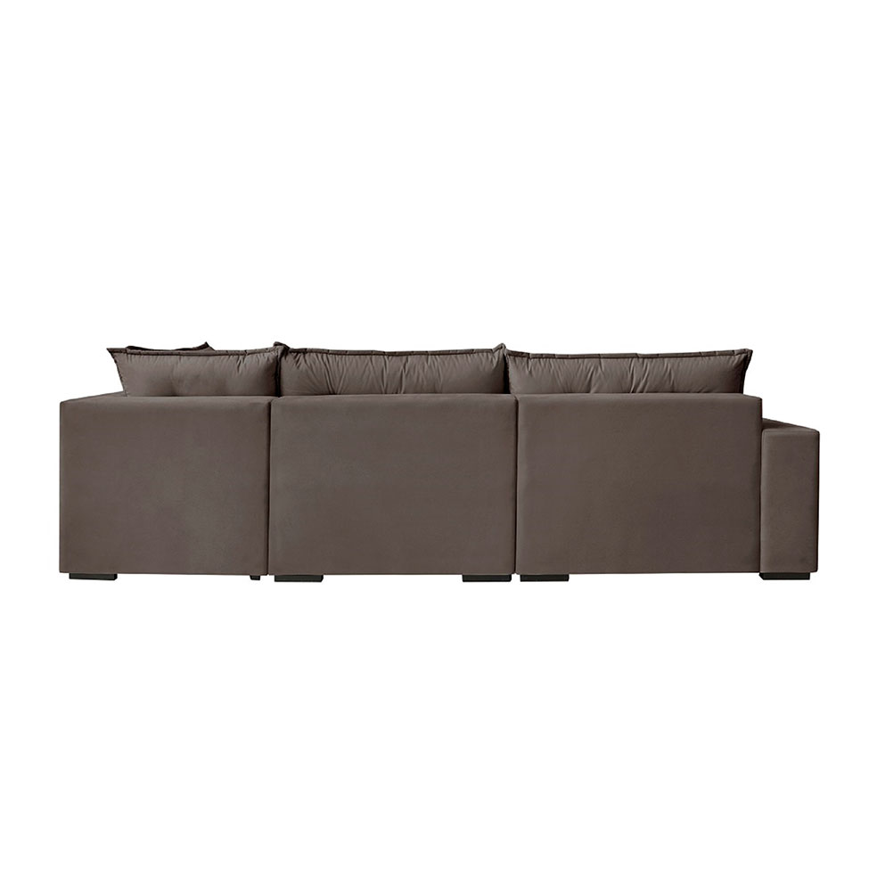 Sofá 5 Lugares Presidente com Chaise Direito Veludo Marrom Escuro 316 cm