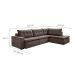 Sofá 5 Lugares Presidente com Chaise Direito Veludo Marrom Escuro 316 cm