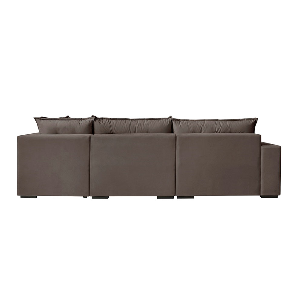 Sofá 5 Lugares Presidente com Chaise Direito Veludo Marrom Escuro 366 cm