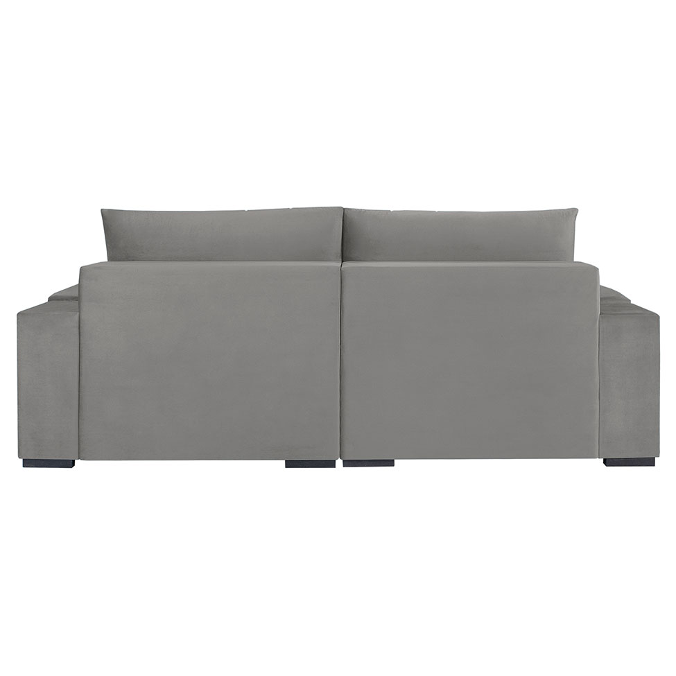 Sofá 5 Lugares Retrátil Línea Veludo Cinza Claro 290cm