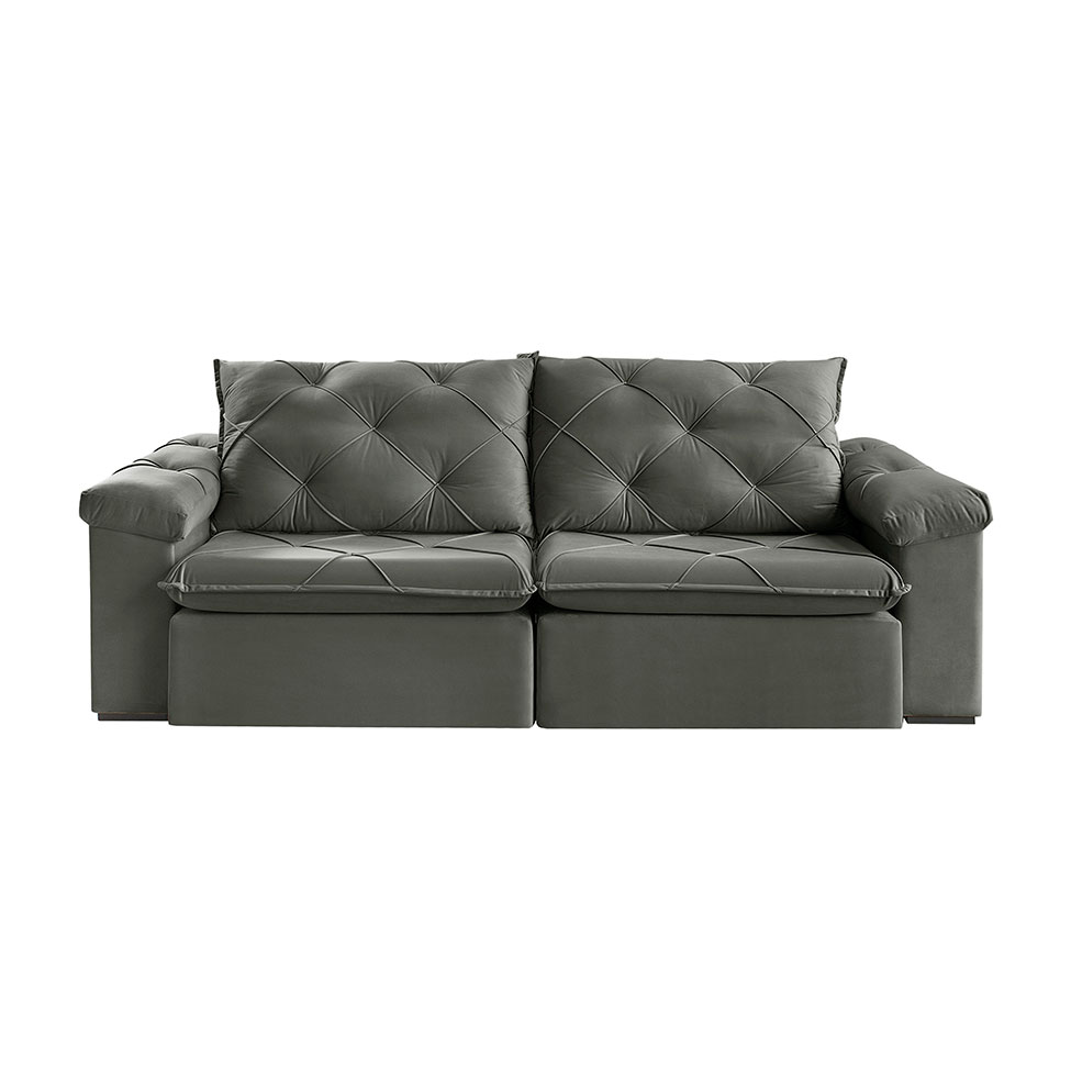 Sofá 5 Lugares Retrátil e Reclinável Astor Veludo Cinza