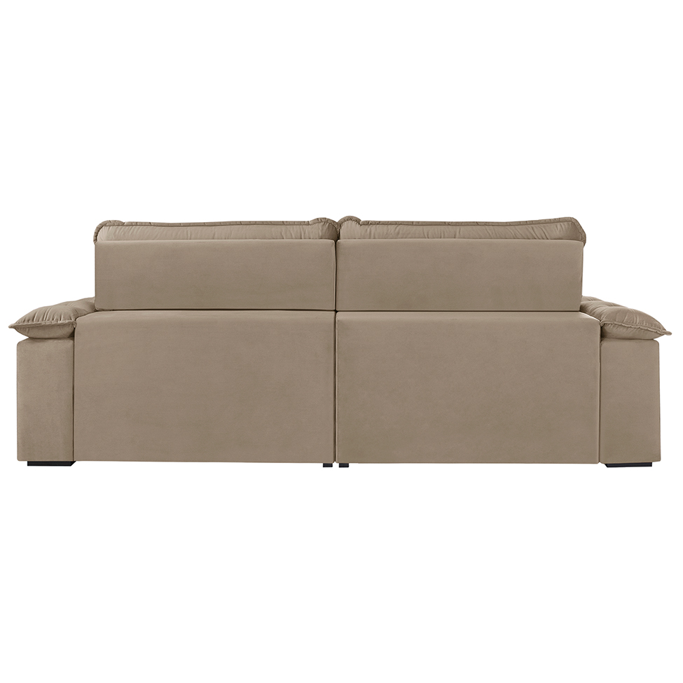 Sofá 5 Lugares Retrátil e Reclinável Jobi com USB Veludo Bege Natural 297 cm