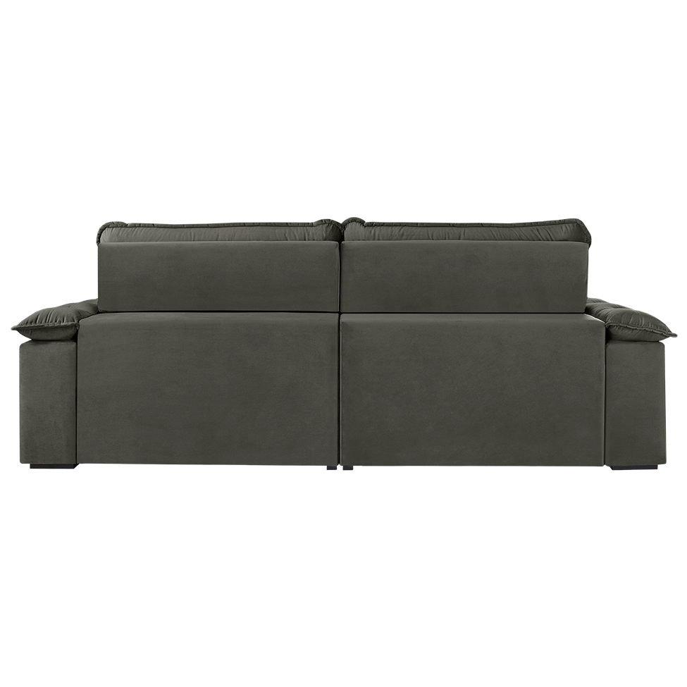 Sofá 5 Lugares Retrátil e Reclinável Jobi com USB Veludo Cinza 297 cm