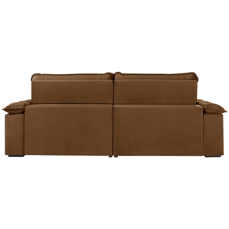 Sofá 5 Lugares Retrátil e Reclinável Jobi com USB Veludo Marrom 297 cm