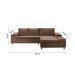 Sofá 5 Lugares com Chaise Direito Clássico com Entrada USB Linho Marrom