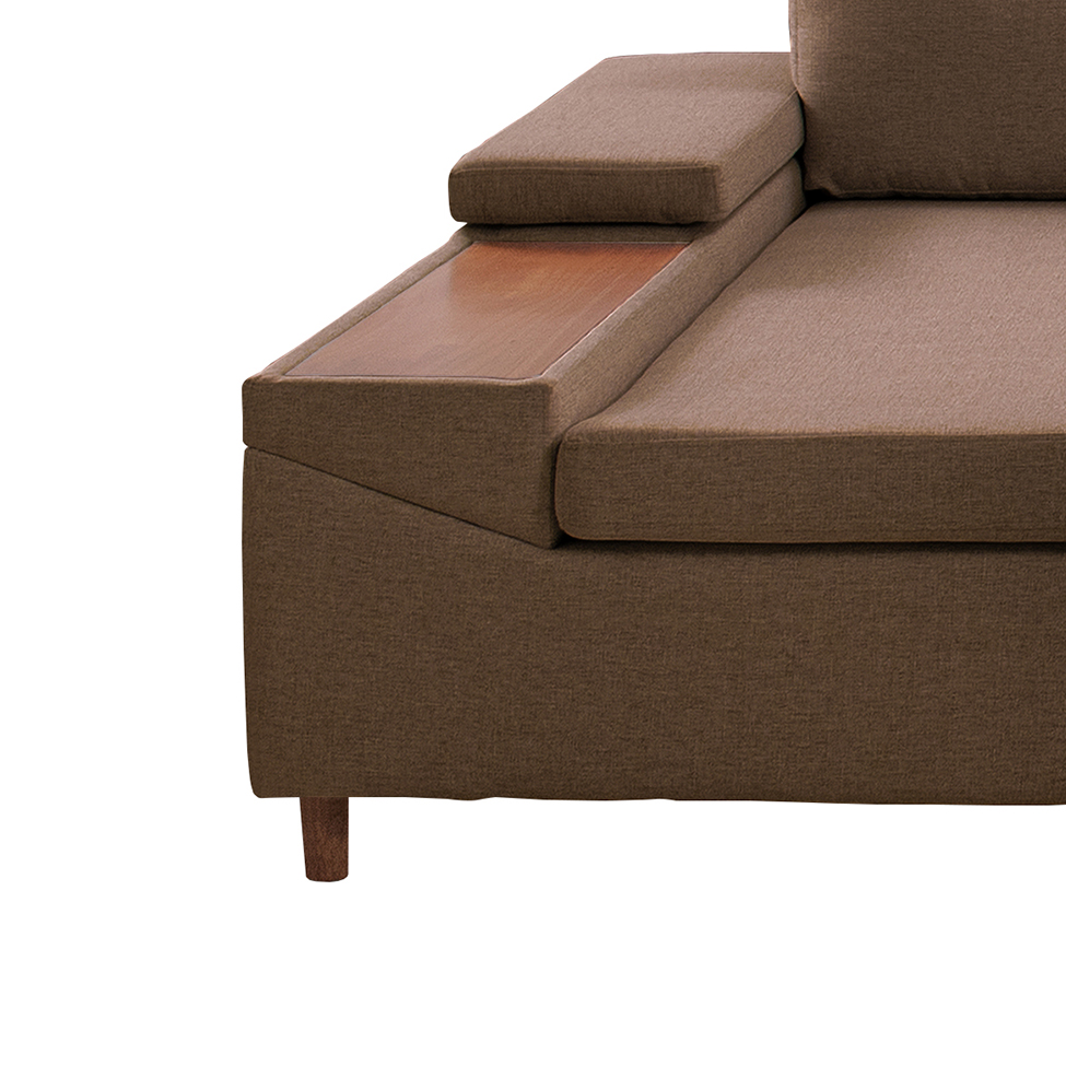 Sofá 5 Lugares com Chaise Esquerdo Clássico Linho Marrom