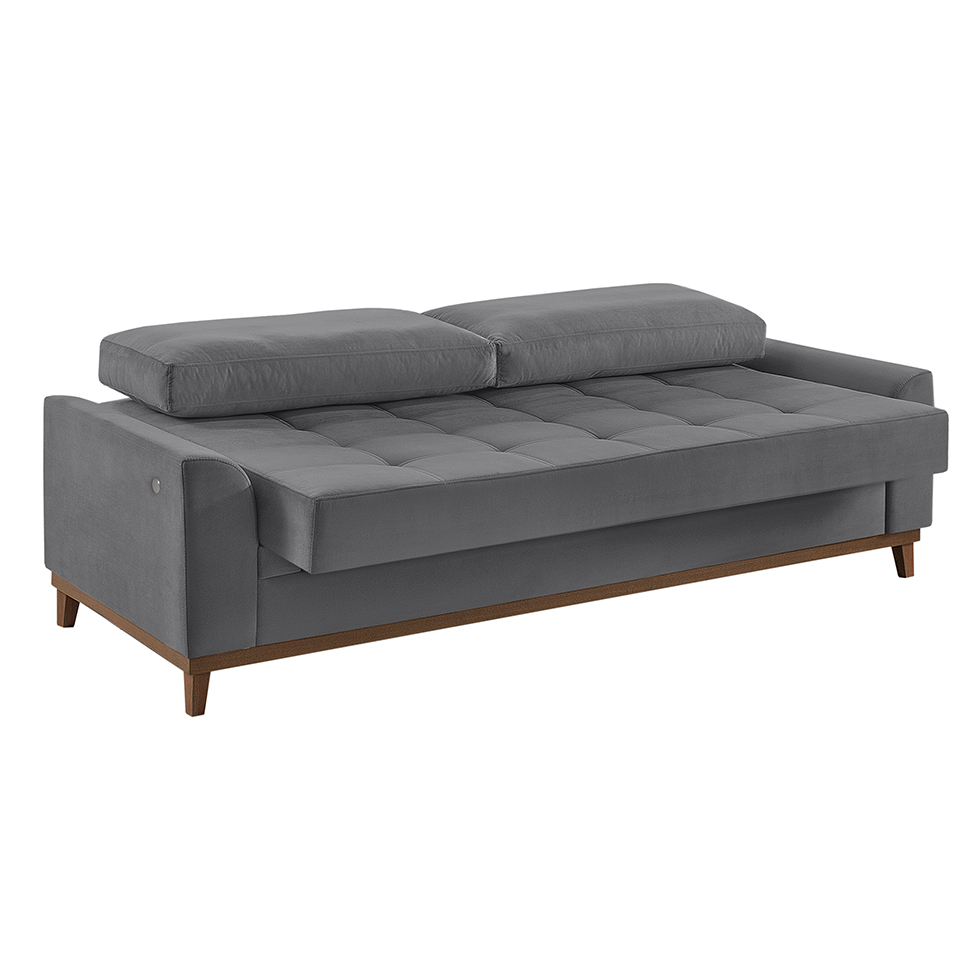 Sofá Living Casal 3 Lugares Alegra II com Entrada USB Cinza