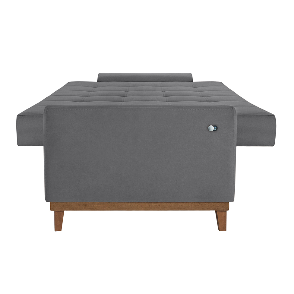 Sofá Living Casal 3 Lugares Alegra II com Entrada USB Cinza