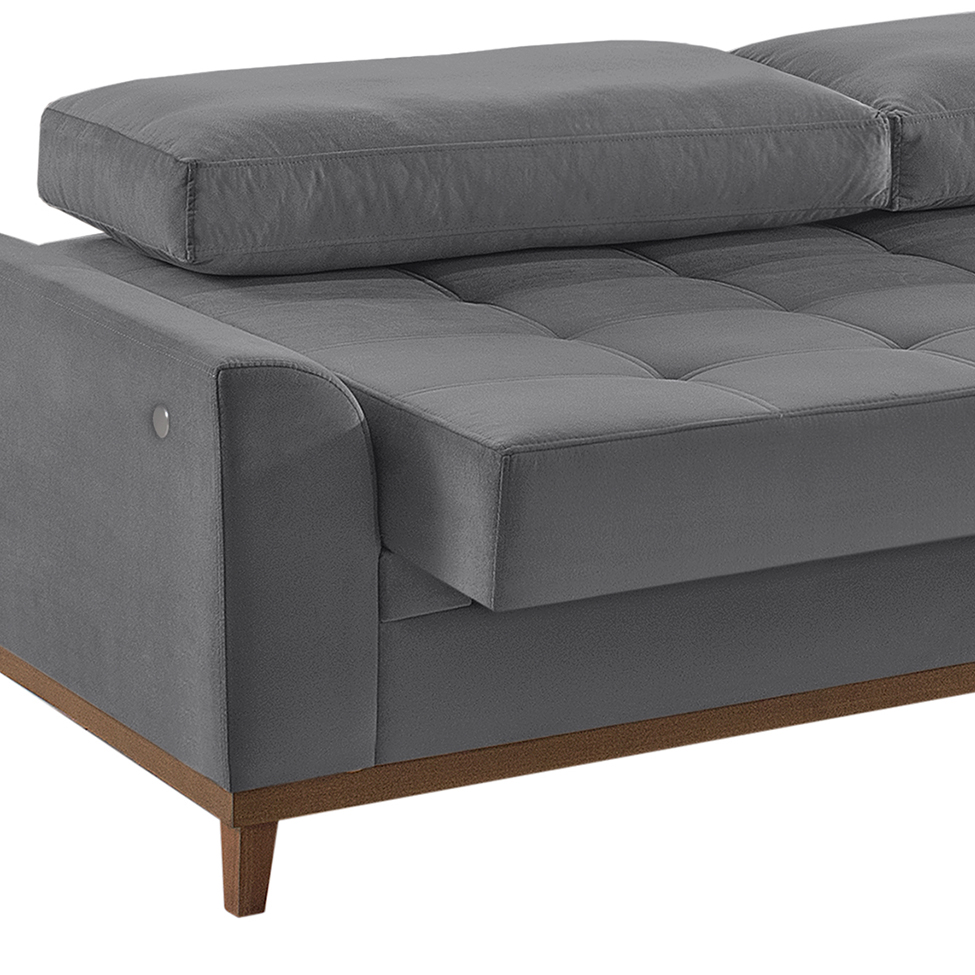 Sofá Living Casal 3 Lugares Alegra II com Entrada USB Cinza