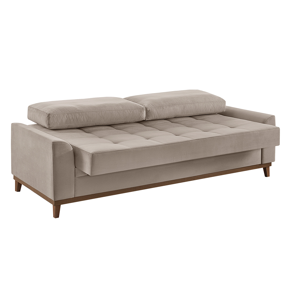 Sofá Living Casal 3 Lugares Alegra Veludo Marfim