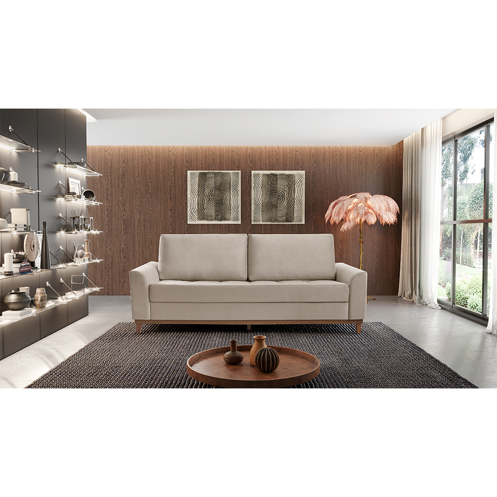 Sofá Living Casal 3 Lugares Alegra com Entrada USB Marfim