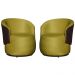 Kit 02 Poltronas Orgânico Beatriz Mostarda Marrom Com Composê Corino Marrom