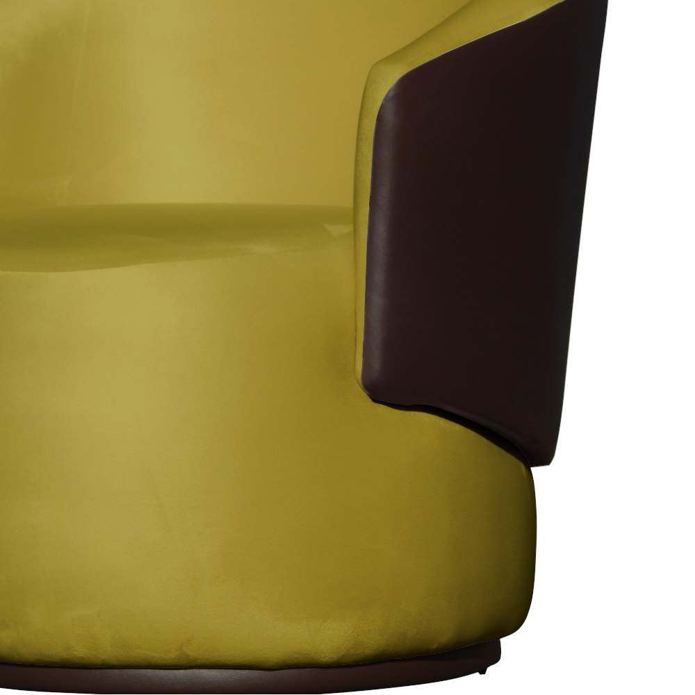 Kit 02 Poltronas Orgânico Beatriz Mostarda Marrom Com Composê Corino Marrom
