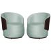 Kit 02 Poltronas Orgânico Beatriz Veludo Acqua Com Composê Corino Marrom