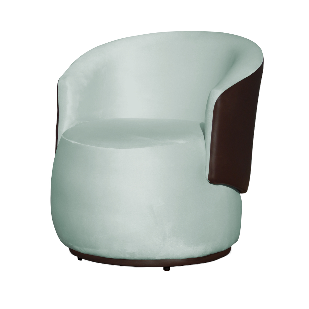 Kit 02 Poltronas Orgânico Beatriz Veludo Acqua Com Composê Corino Marrom