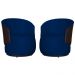 Kit 02 Poltronas Orgânico Beatriz Veludo Azul Marinho Com Composê Corino Marrom