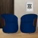 Kit 02 Poltronas Orgânico Beatriz Veludo Azul Marinho Com Composê Corino Marrom