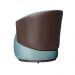 Kit 02 Poltronas Orgânico Beatriz Veludo Azul Turquesa Com Composê Corino Marrom