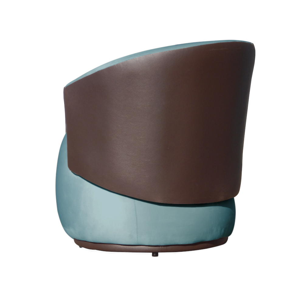 Kit 02 Poltronas Orgânico Beatriz Veludo Azul Turquesa Com Composê Corino Marrom