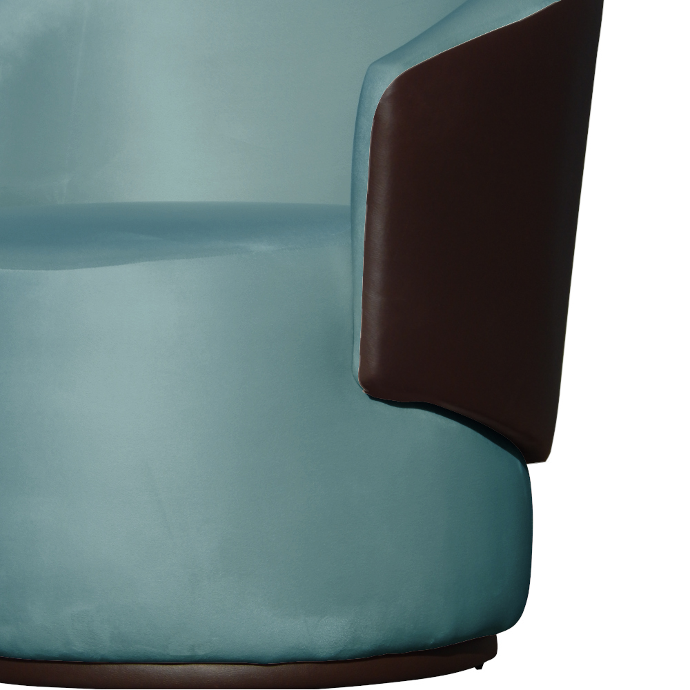 Kit 02 Poltronas Orgânico Beatriz Veludo Azul Turquesa Com Composê Corino Marrom