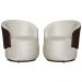 Kit 02 Poltronas Orgânico Beatriz Veludo Bege Com Composê Corino Marrom