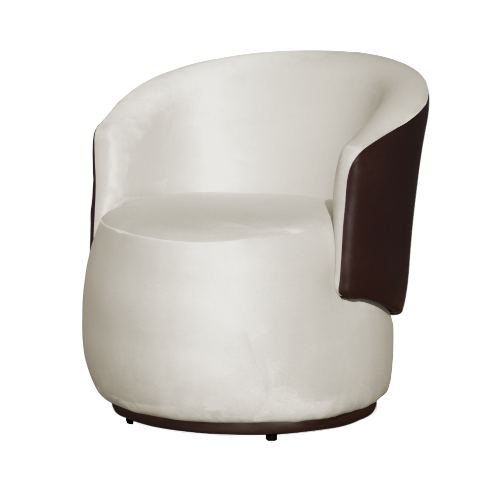 Kit 02 Poltronas Orgânico Beatriz Veludo Bege Com Composê Corino Marrom