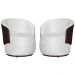 Kit 02 Poltronas Orgânico Beatriz Veludo Branco Com Composê Corino Marrom