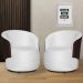 Kit 02 Poltronas Orgânico Beatriz Veludo Branco Com Composê Corino Marrom