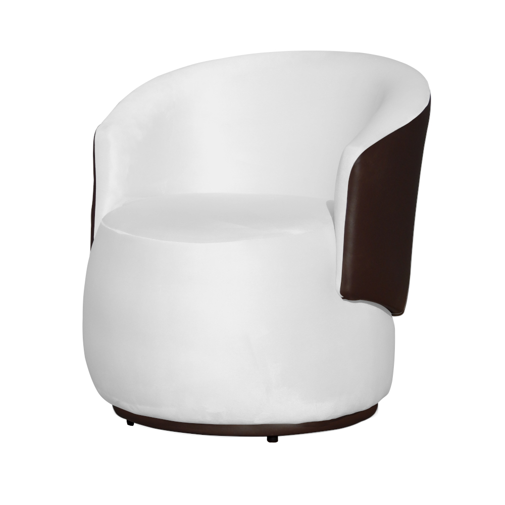 Kit 02 Poltronas Orgânico Beatriz Veludo Branco Com Composê Corino Marrom