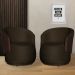 Kit 02 Poltronas Orgânico Beatriz Veludo Marrom Com Composê Corino Marrom