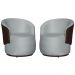 Kit 02 Poltronas Orgânico Beatriz Veludo Prata Com Composê Corino Marrom