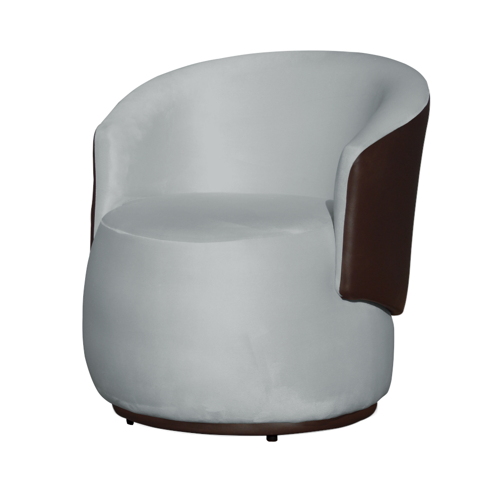 Kit 02 Poltronas Orgânico Beatriz Veludo Prata Com Composê Corino Marrom