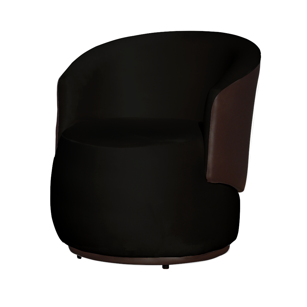 Kit 02 Poltronas Orgânico Beatriz Veludo Preto Com Composê Corino Marrom