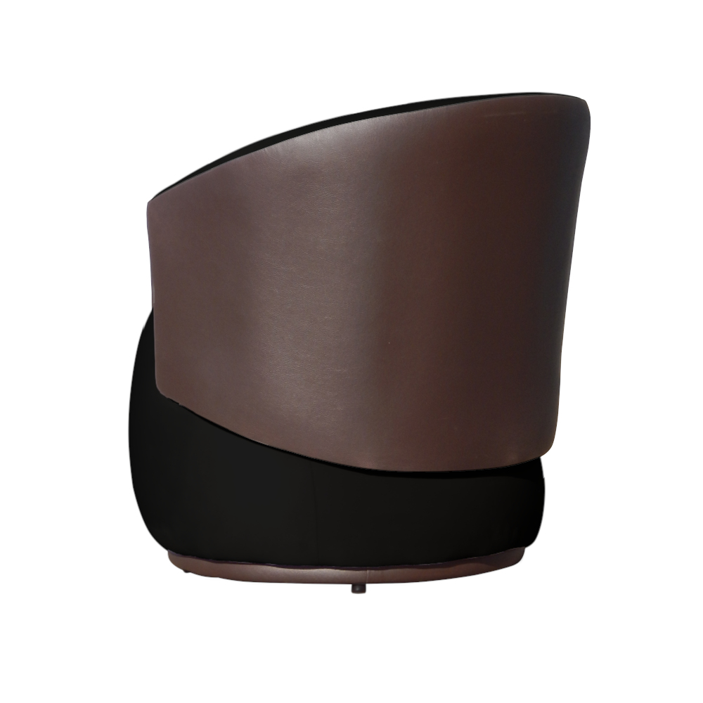 Kit 02 Poltronas Orgânico Beatriz Veludo Preto Com Composê Corino Marrom