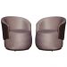 Kit 02 Poltronas Orgânico Beatriz Veludo Rosê Com Composê Corino Marrom