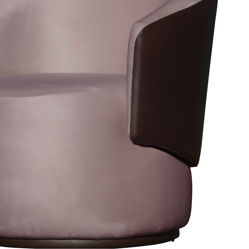 Kit 02 Poltronas Orgânico Beatriz Veludo Rosê Com Composê Corino Marrom