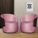 Kit 02 Poltronas Orgânico Beatriz Veludo Rosa Bebê Com Composê Corino Marrom
