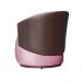 Kit 02 Poltronas Orgânico Beatriz Veludo Rosa Bebê Com Composê Corino Marrom
