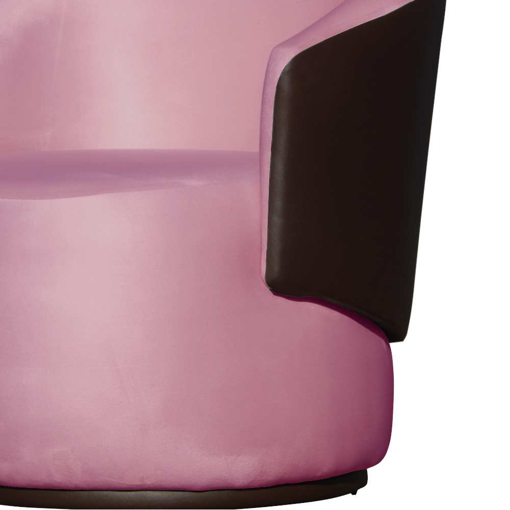 Kit 02 Poltronas Orgânico Beatriz Veludo Rosa Bebê Com Composê Corino Marrom