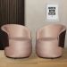 Kit 02 Poltronas Orgânico Beatriz Veludo Rosa Com Composê Corino Marrom